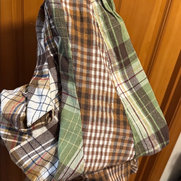 LoveRiche Oversized Plaid Green and Brown Flannel Cut Off Shirt - Picture 10 of 12